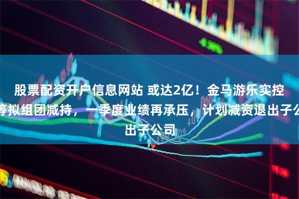 股票配资开户信息网站 或达2亿！金马游乐实控人等拟组团减持，一季度业绩再承压，计划减资退出子公司